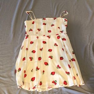 White sundress with strawberry pattern